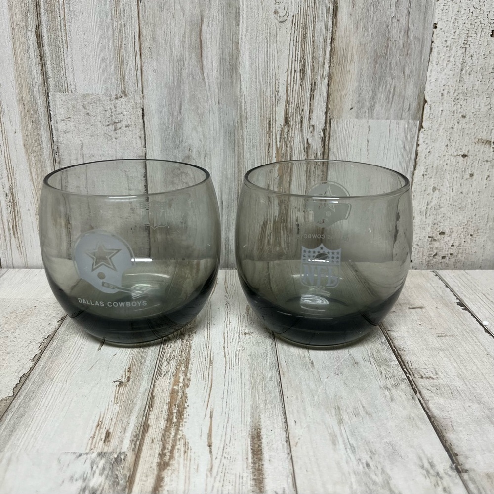 Two vintage NFL Dallas Cowboys smoke colored glasses